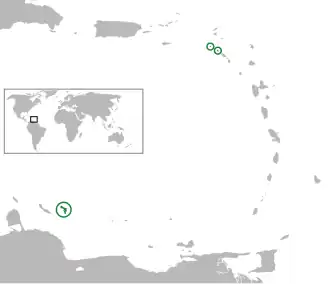Location of the Caribbean municipalities (green)