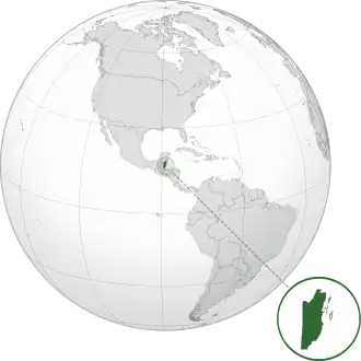 Location of &nbsp;Belize&nbsp;&nbsp;(dark green)in the Americas