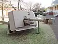 South African tank gun retrofitted to an Ordnance QF 17-pounder&nbsp;[en] carriage.