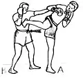 Back kick spinning in blow of counterattack