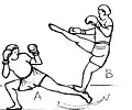 Sweeping of type spinning hook kick)