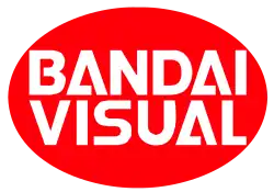 The words "BANDAI VISUAL" in white letters against a red ellipse.