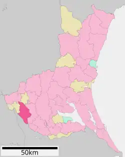 Location of Bandō in Ibaraki Prefecture