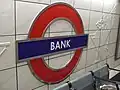 Roundel on Bank Central line eastbound platform