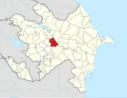 Map of Azerbaijan showing Barda Raion