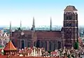 The Basilica of St. Mary, Gdansk, Poland, has been restored after bad damage in World War II.