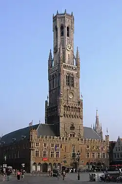 Bruges, market hall (for cloth trading), with bell tower, since 1282, upper floors since 1482