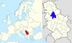 Location in Europe and Serbia (dark blue)