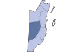 Location of the district in Belize