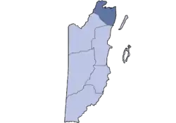 Location of the district in Belize