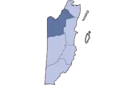 Location of the district in Belize