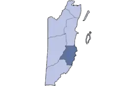 Location of the district in Belize