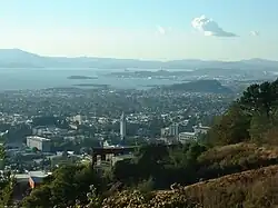 The city of Berkeley, the Bay and Marin County in the background as seen from the Claremont Canyon reserve