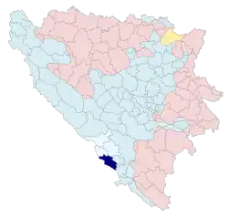 Location of Ljubuški in Bosnia and Herzegovina