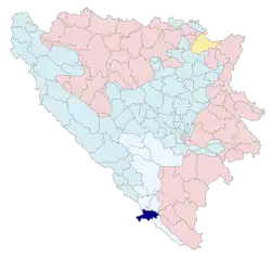 Location of Neum municipality within Bosnia and Herzegovina
