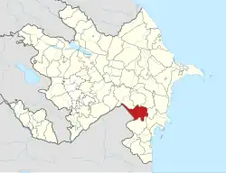 Map of Azerbaijan showing Bilasuvar Raion