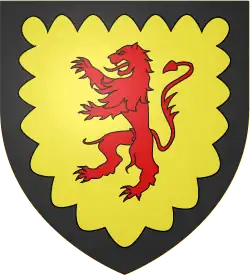 Attributed arms according to Michel Pastoureau: D'or au lion de gueules, à la bordure engrêlées de sable
