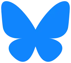 A simplified silhouette of a butterfly, with two symmetric pairs of wings, colored with a sky-blue gradient