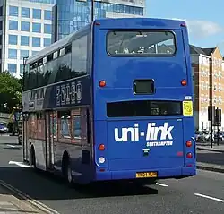 Unilink Scania N94UD OmniDekka double-decker rear in Southampton in September 2008