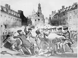 Lithograph from 1856 focusing on Crispus Attucks, who had by then become an important symbol for abolitionists.