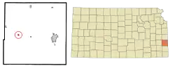 Location within Bourbon County and Kansas