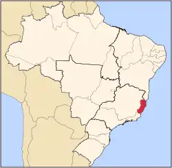 Location of State of Espírito Santo in Brazil