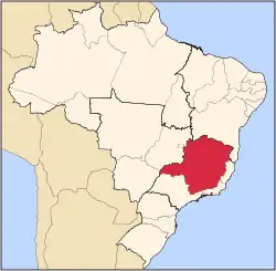 Location of State of Minas Gerais in Brazil