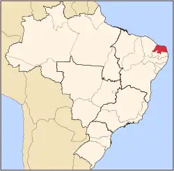 Location of State of Rio Grande do Norte in Brazil