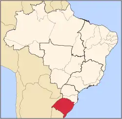 Location of State of Rio Grande do Sul in Brazil