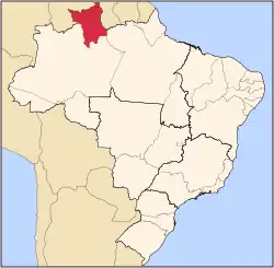 Location of State of Roraima in Brazil