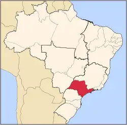 Location of State of São Paulo in Brazil