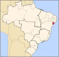 Location of State of Sergipe in Brazil