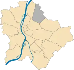 Location of the 15th district of Budapest