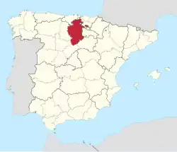 Map of Spain with Burgos highlighted