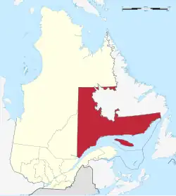 Map of Côte-Nord in Quebec