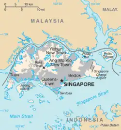 Map showing Singapore's island and the territories belonging Singapore and its neighbours