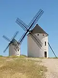 A common windmill, the position of the wheel is fixed