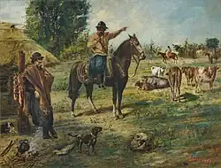 Foreman and rebel peon, by  Martín León Boneo, 1901