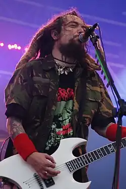Performing with Cavalera Conspiracy at the Eurockéennes festival in Belfort, France on July 5, 2008
