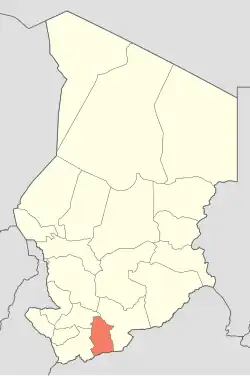 Map of Chad showing Mandoul