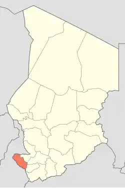 Map of Chad showing Mayo-Kebbi Ouest