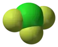 Spacefill model of chlorine trifluoride
