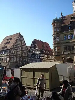 The farmers' market next to the town hall