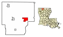 Location of Lisbon in Claiborne Parish, Louisiana.