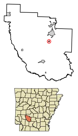 Location of Gum Springs in Clark County, Arkansas.