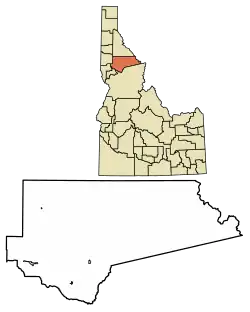 Location in Clearwater County and the state of Idaho