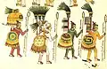 Aztec drawing of warriors and their weapons