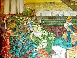 Industry both in the city and out in the fields was an important theme in the murals.
