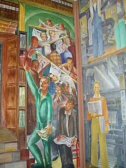 Some of the headlines in the newspapers discuss the creating of the murals