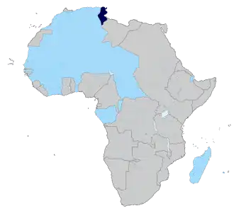 Tunisia (dark blue) French possessions in Africa (light blue) 1913